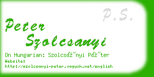 peter szolcsanyi business card